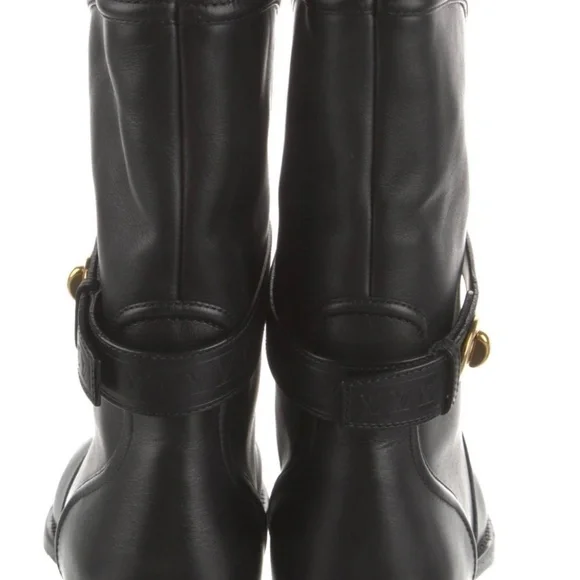Louis Vuitton Mid-Calf Black Leather Moto Boots like new sz 10 (fits like 9-9.5) - Picture 5 of 8